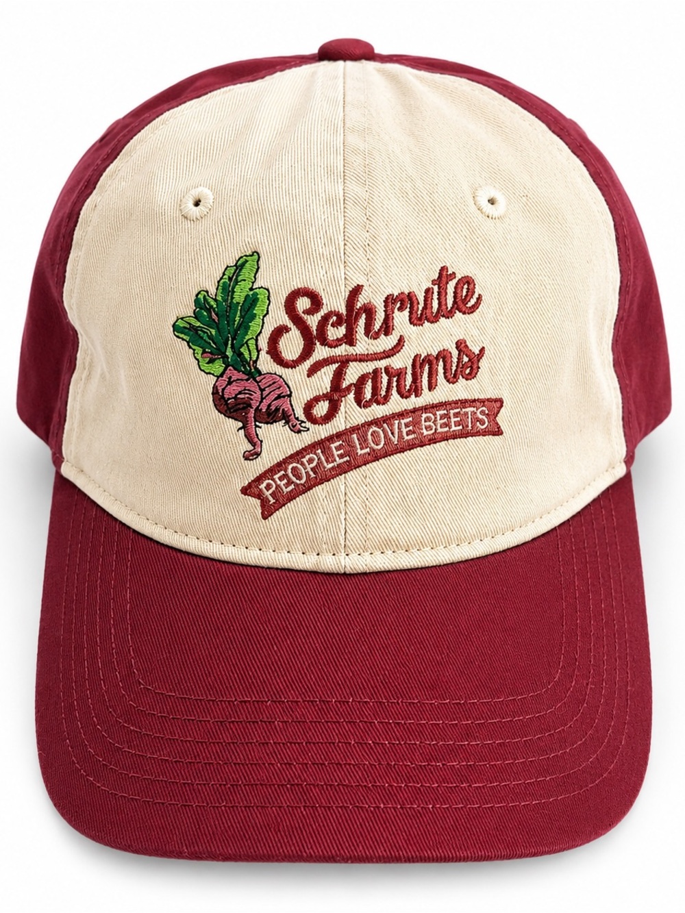 The Office Baseball Hat Schrute Farm People Love Beets Red/White Embroidered Cap